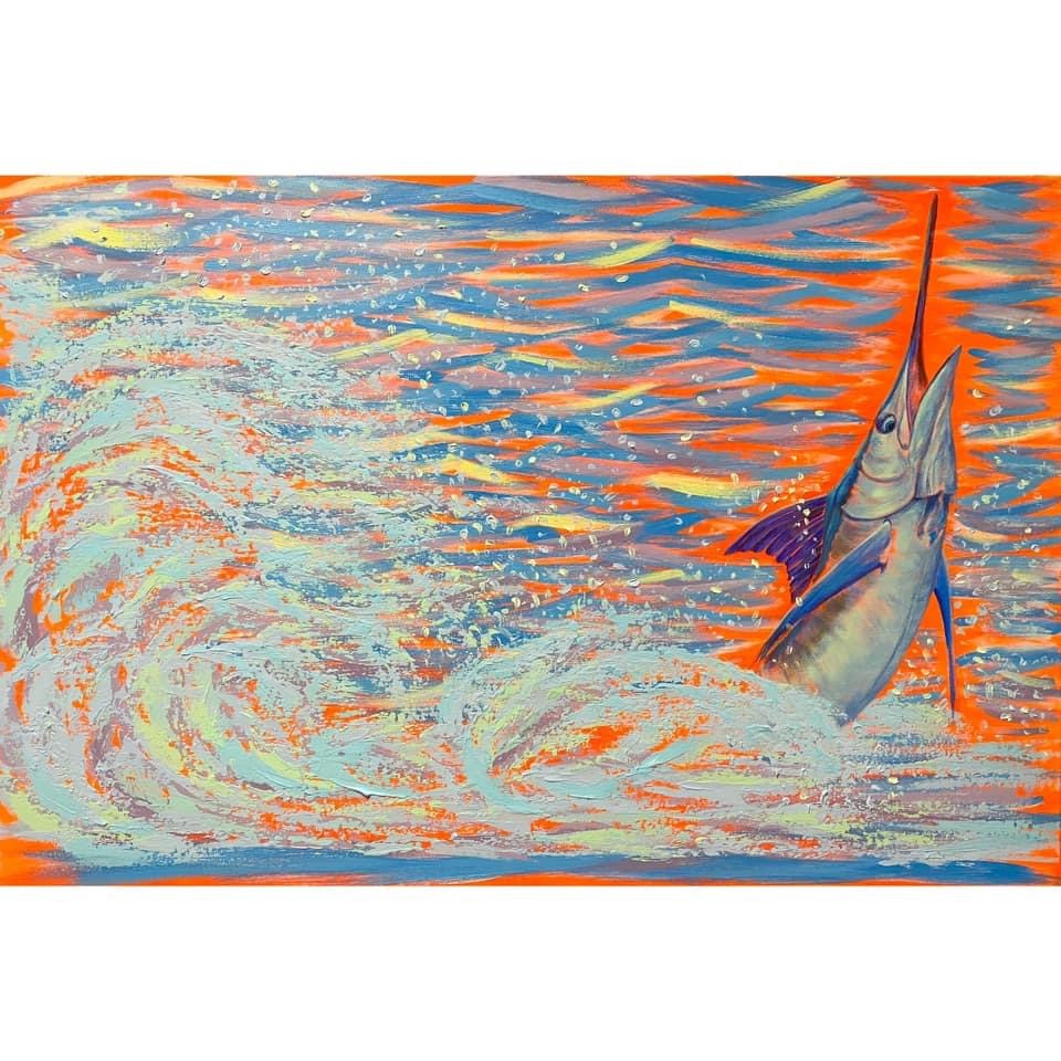 Neon Blue, Acrylic by Amy-Lauren Lum Won - Kauai fish art, Hawaii fish paintings